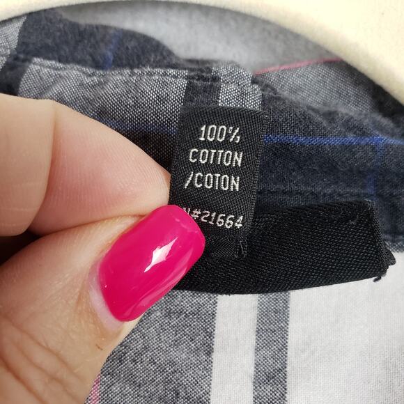 Foxcroft Womens Size 16 Shaped Fit Plaid Button Down Black Buffalo Check Cowgirl - Picture 6 of 10